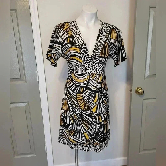 Trina Turk Abstract Graphic Print Cotton Mini Dress(4) - Picture 1 of 7